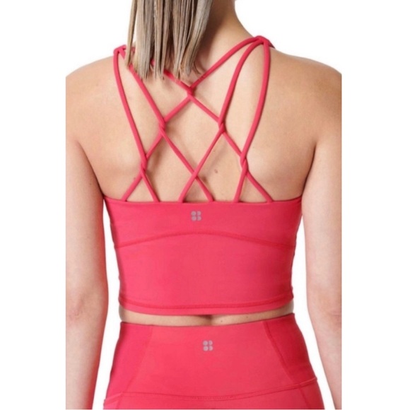 Sweaty Betty Tops - NWT Sweaty Betty Super Soft Strappy Back Workout Crop Top in Glow Pink SIZE US 6